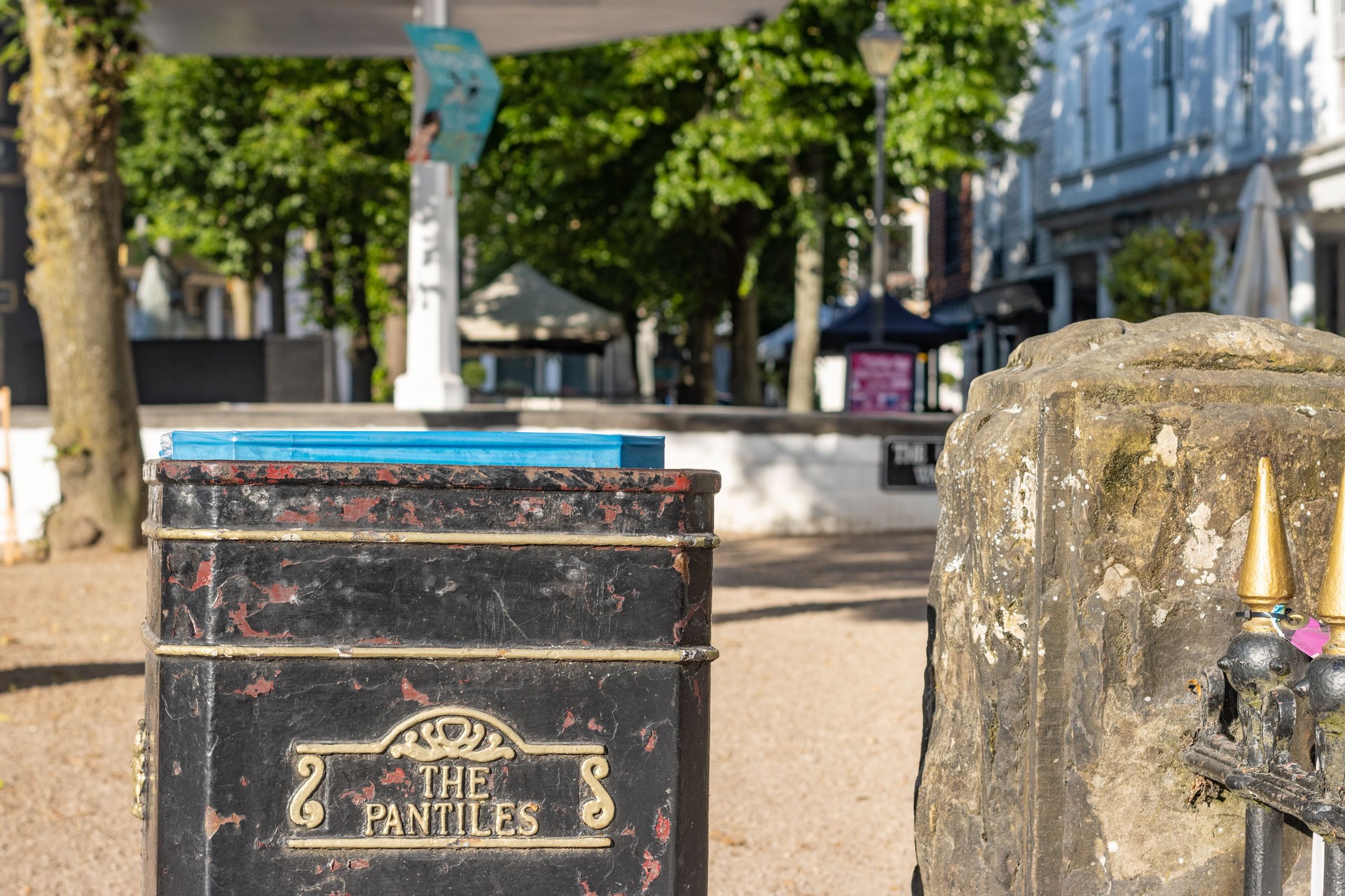 Garbage Bin at The Pantiles of Royal Tunbridge Wells in Kent, England